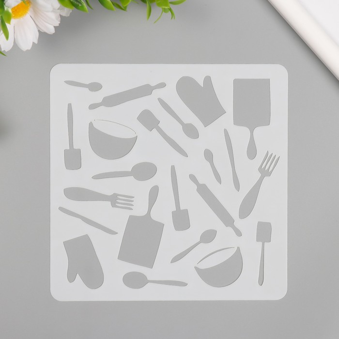 Трафарет пластик «Кухонная утварь», 15×15 см