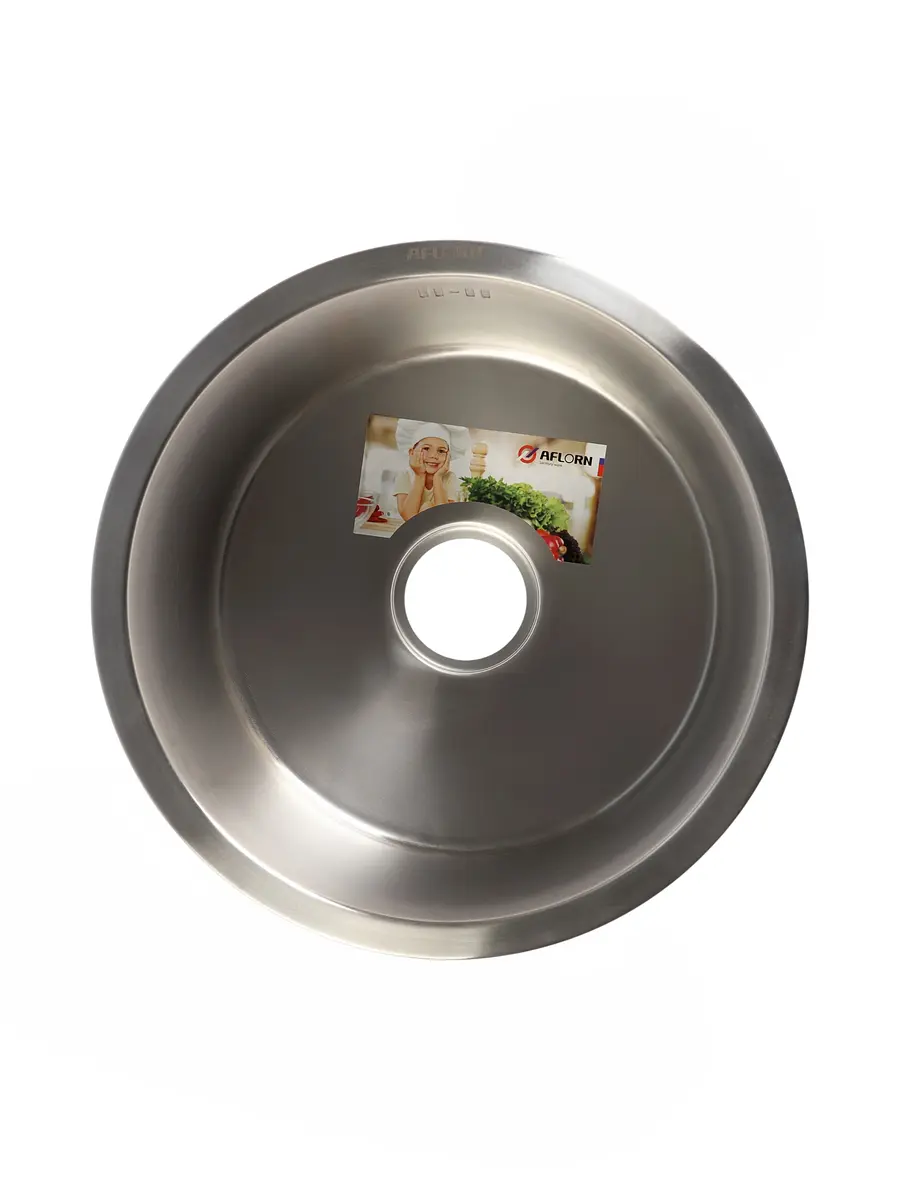 Мойка кухонная aflorn af94545, нержавеющая сталь, круглая, 45 см